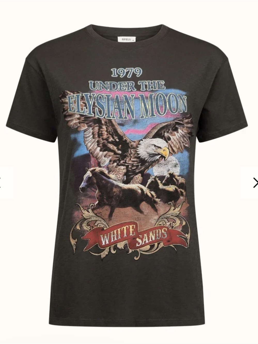 Spell Elysian Biker Tee Festival Eagle & Horses Short Sleeve Worn 1x L